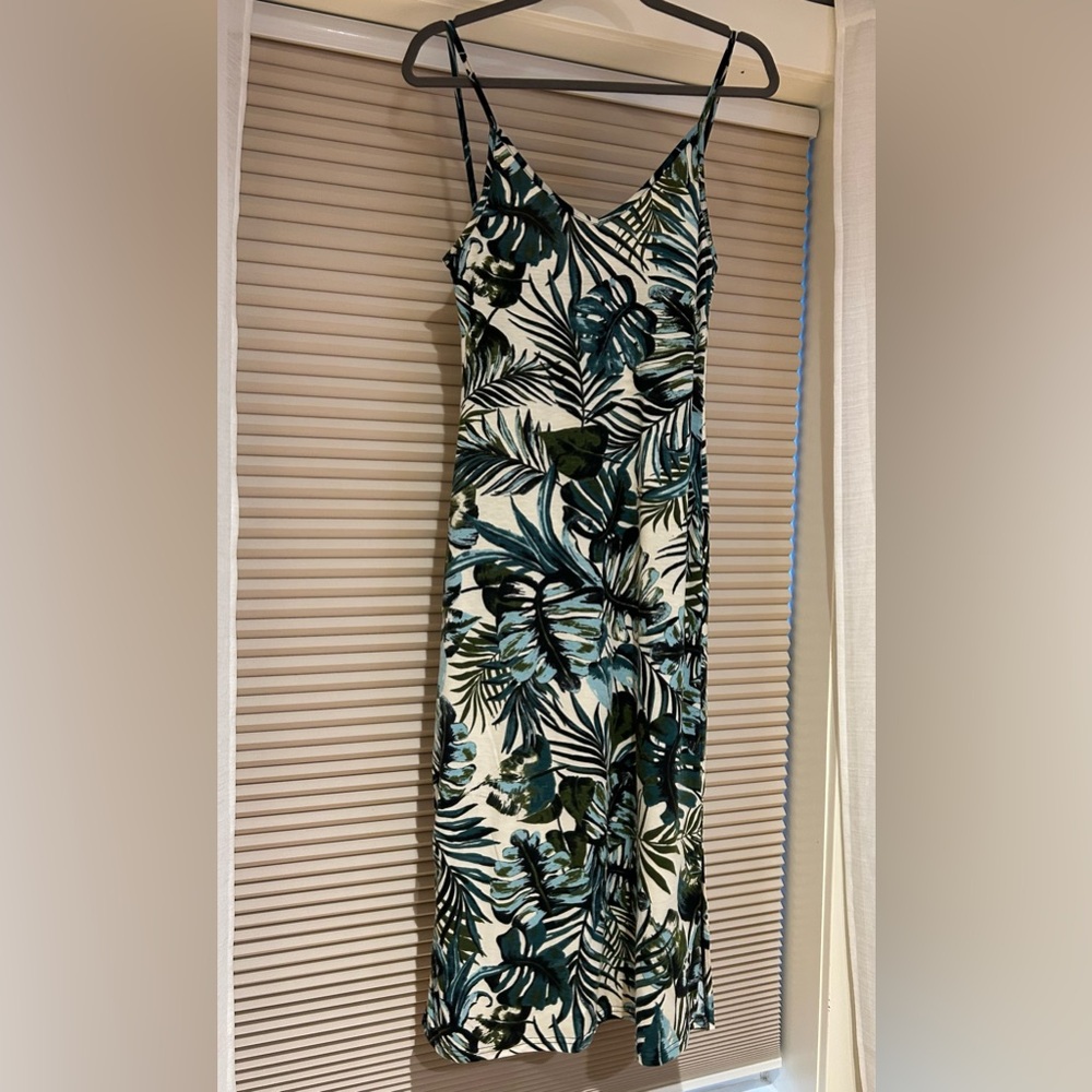 Angie Tropical Green Leaf Print Dress
